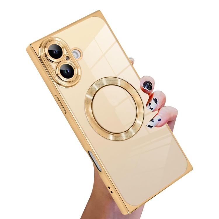 直角方形電鍍CD紋TPU MagSafe手機殼，適用於iPhone 17 Pro Max，適用於iPhone 17 Pro，適用於iPhone 17，適用於iPhone Air，適用於iPhone 16 Pro Max，適用於iPhone 16 Pro