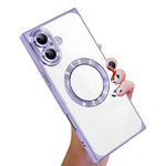 直角方形電鍍CD紋TPU MagSafe手機殼，適用於iPhone 17 Pro Max，適用於iPhone 17 Pro，適用於iPhone 17，適用於iPhone Air，適用於iPhone 16 Pro Max，適用於iPhone 16 Pro