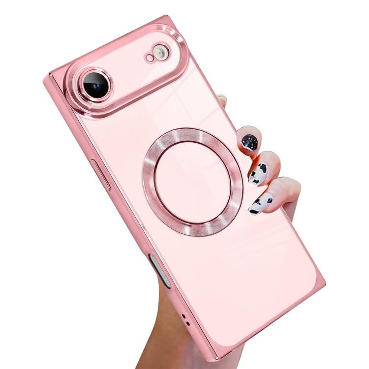 直角方形電鍍CD紋TPU MagSafe手機殼，適用於iPhone 17 Pro Max，適用於iPhone 17 Pro，適用於iPhone 17，適用於iPhone Air，適用於iPhone 16 Pro Max，適用於iPhone 16 Pro