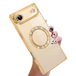 直角方形電鍍CD紋TPU MagSafe手機殼，適用於iPhone 17 Pro Max，適用於iPhone 17 Pro，適用於iPhone 17，適用於iPhone Air，適用於iPhone 16 Pro Max，適用於iPhone 16 Pro