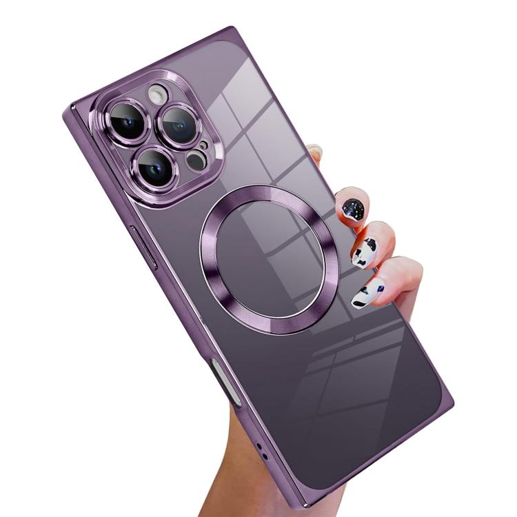 直角方形電鍍CD紋TPU MagSafe手機殼，適用於iPhone 17 Pro Max，適用於iPhone 17 Pro，適用於iPhone 17，適用於iPhone Air，適用於iPhone 16 Pro Max，適用於iPhone 16 Pro
