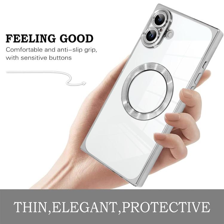 直角方形電鍍CD紋TPU MagSafe手機殼，適用於iPhone 16 Plus，適用於iPhone 16，適用於iPhone 15 Pro Max，適用於iPhone 15 Pro，適用於iPhone 15 Plus，適用於iPhone 15