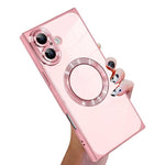 直角方形電鍍CD紋TPU MagSafe手機殼，適用於iPhone 16 Plus，適用於iPhone 16，適用於iPhone 15 Pro Max，適用於iPhone 15 Pro，適用於iPhone 15 Plus，適用於iPhone 15