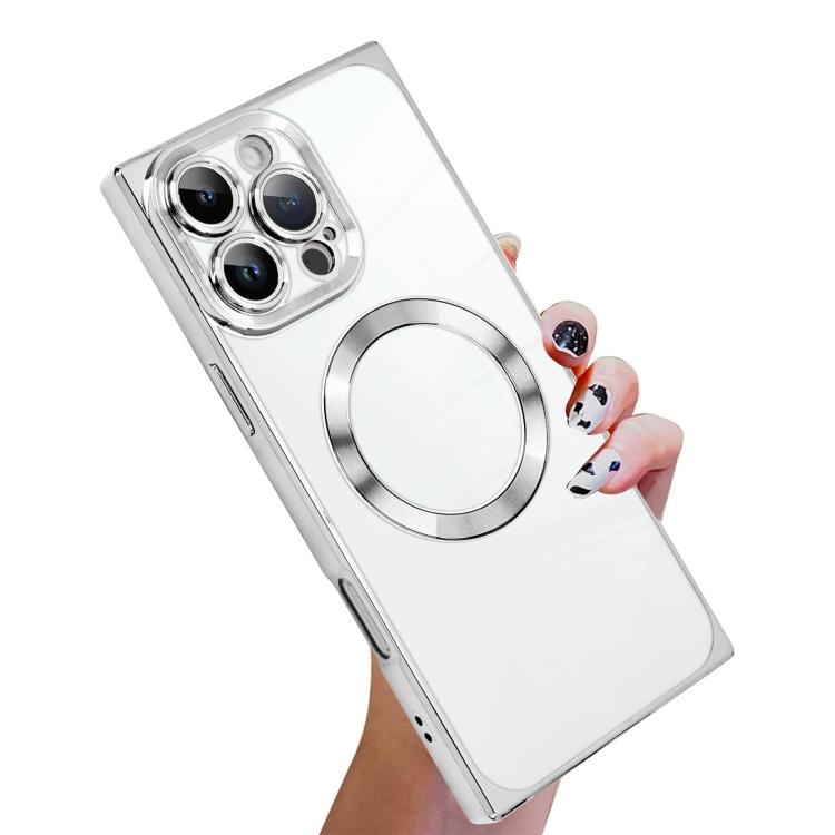 直角方形電鍍CD紋TPU MagSafe手機殼，適用於iPhone 16 Plus，適用於iPhone 16，適用於iPhone 15 Pro Max，適用於iPhone 15 Pro，適用於iPhone 15 Plus，適用於iPhone 15