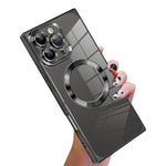 直角方形電鍍CD紋TPU MagSafe手機殼，適用於iPhone 16 Plus，適用於iPhone 16，適用於iPhone 15 Pro Max，適用於iPhone 15 Pro，適用於iPhone 15 Plus，適用於iPhone 15