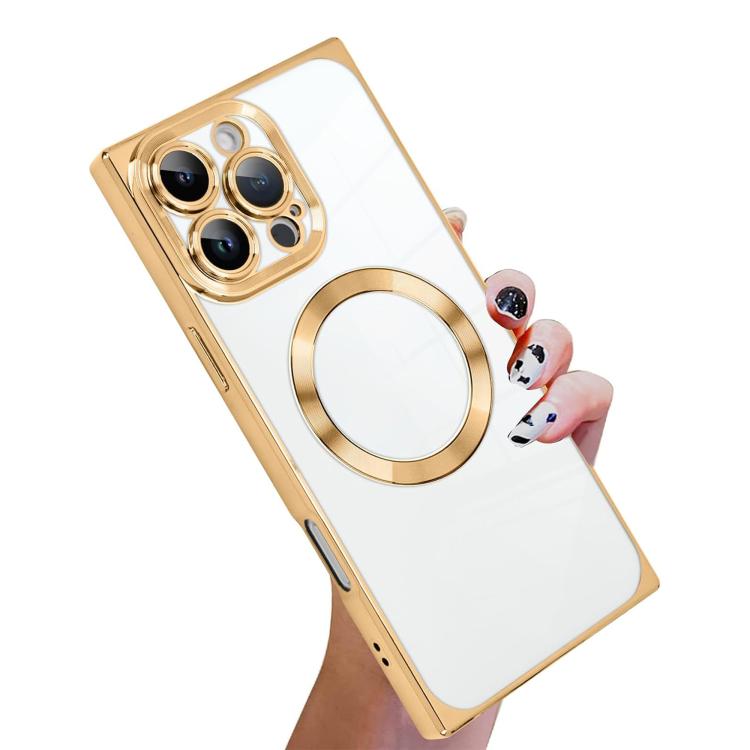 直角方形電鍍CD紋TPU MagSafe手機殼，適用於iPhone 16 Plus，適用於iPhone 16，適用於iPhone 15 Pro Max，適用於iPhone 15 Pro，適用於iPhone 15 Plus，適用於iPhone 15