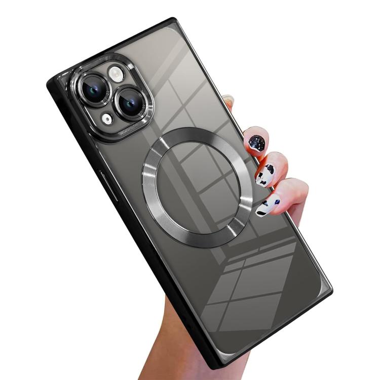 直角方形電鍍CD紋TPU MagSafe手機殼，適用於iPhone 16 Plus，適用於iPhone 16，適用於iPhone 15 Pro Max，適用於iPhone 15 Pro，適用於iPhone 15 Plus，適用於iPhone 15