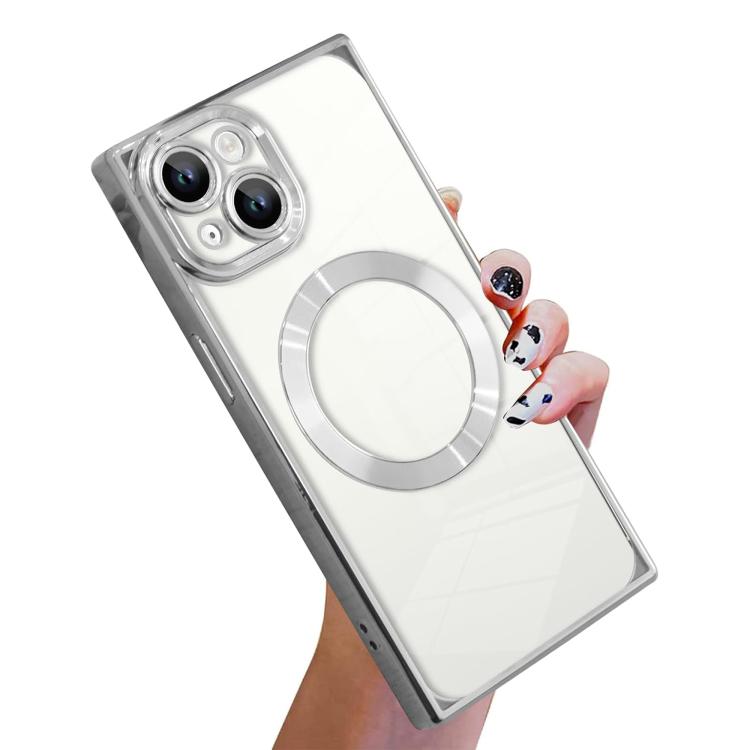 直角方形電鍍CD紋TPU MagSafe手機殼，適用於iPhone 16 Plus，適用於iPhone 16，適用於iPhone 15 Pro Max，適用於iPhone 15 Pro，適用於iPhone 15 Plus，適用於iPhone 15