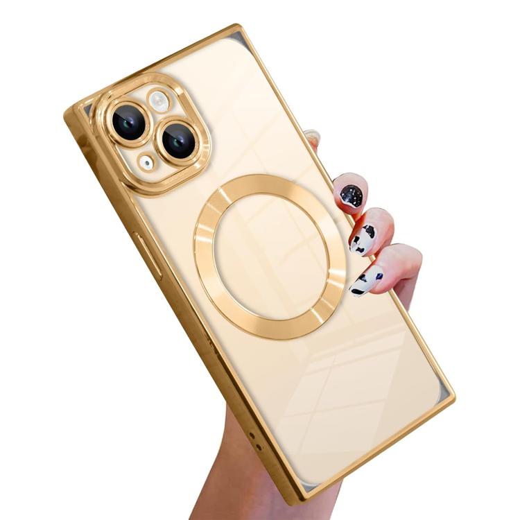 直角方形電鍍CD紋TPU MagSafe手機殼，適用於iPhone 16 Plus，適用於iPhone 16，適用於iPhone 15 Pro Max，適用於iPhone 15 Pro，適用於iPhone 15 Plus，適用於iPhone 15