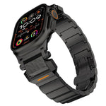 錘紋蝴蝶扣不鏽鋼錶頭單珠鈦合金錶帶，適用於 Apple Watch 46mm / 49mm / 45mm / 44mm