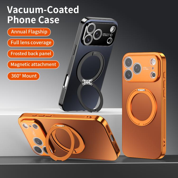 360度旋轉支架MagSafe電鍍手機殼附鏡頭蓋，適用於iPhone 17 Pro Max，適用於iPhone 17 Pro，適用於iPhone 17，適用於iPhone Air，適用於iPhone 16 Pro Max，適用於iPhone 16 Pro