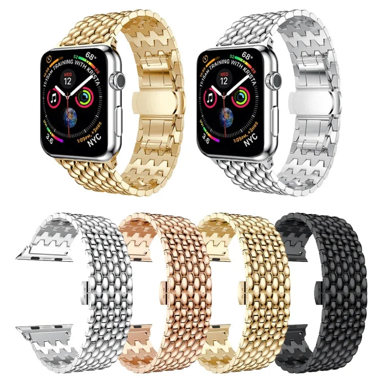 龍紋純不鏽鋼手腕錶帶，適用於 Apple Watch Series 3 & 2 & 1 42mm