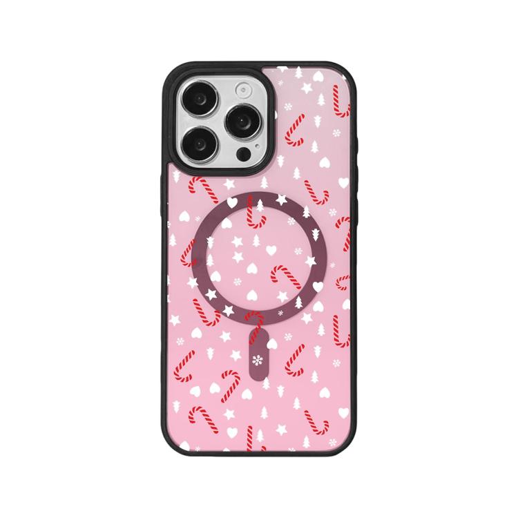聖誕系列強磁性黑色邊框彩繪手機殼，適用於 iPhone 16 Pro Max、iPhone 16 Pro、iPhone 16