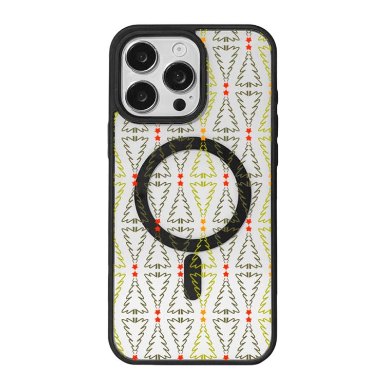 聖誕系列強磁性黑色邊框彩繪手機殼，適用於 iPhone 16 Pro Max、iPhone 16 Pro、iPhone 16