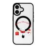 聖誕系列強磁性黑色邊框彩繪手機殼，適用於 iPhone 16 Pro Max、iPhone 16 Pro、iPhone 16