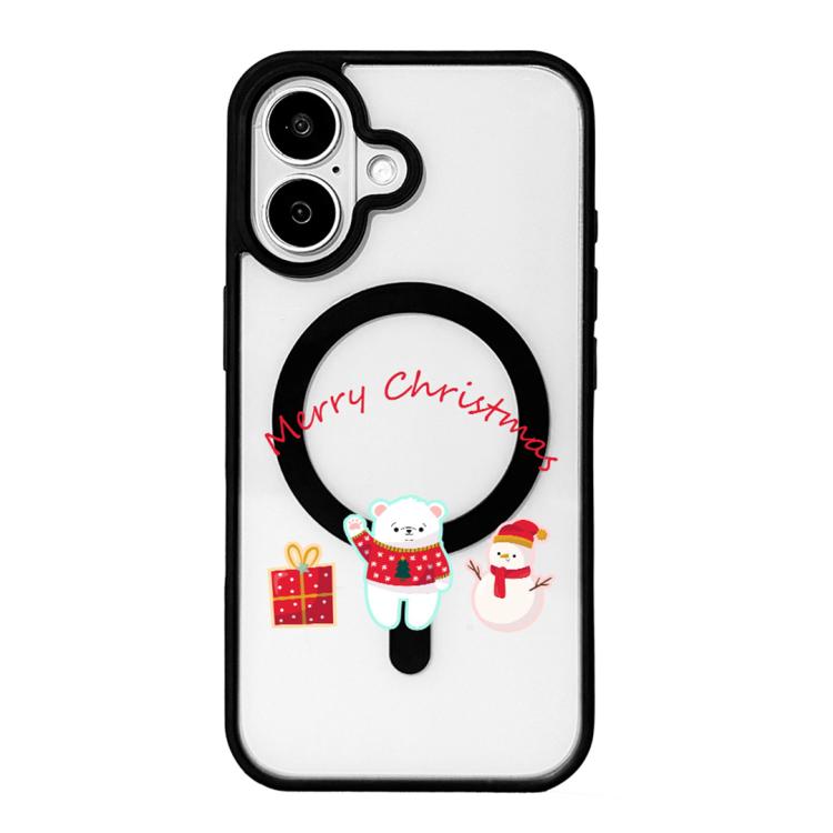 聖誕系列強磁性黑色邊框彩繪手機殼，適用於 iPhone 16 Pro Max、iPhone 16 Pro、iPhone 16