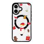 聖誕系列強磁性黑色邊框彩繪手機殼，適用於 iPhone 16 Pro Max、iPhone 16 Pro、iPhone 16