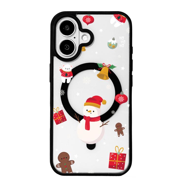 聖誕系列強磁性黑色邊框彩繪手機殼，適用於 iPhone 16 Pro Max、iPhone 16 Pro、iPhone 16
