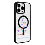 聖誕系列強磁性黑色邊框彩繪手機殼，適用於 iPhone 15 Pro Max、iPhone 15 Pro