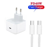 A3365 PD40W USB-C / Type-C 充電器，附 Type-C 對 Type-C 數據線，歐規插頭，歐規插頭 + 1米 Type-C 線，歐規插頭 + 2米 Type-C 線