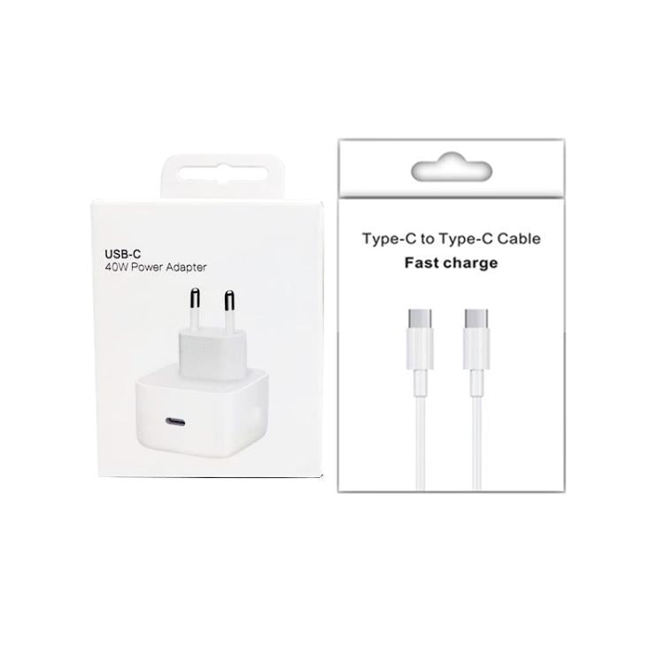 A3365 PD40W USB-C / Type-C 充電器，附 Type-C 對 Type-C 數據線，歐規插頭，歐規插頭 + 1米 Type-C 線，歐規插頭 + 2米 Type-C 線