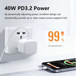A3365 PD40W USB-C / Type-C 充電器，附 Type-C 對 Type-C 數據線，英規插頭，英規插頭 + 1米 Type-C 線，英規插頭 + 2米 Type-C 線