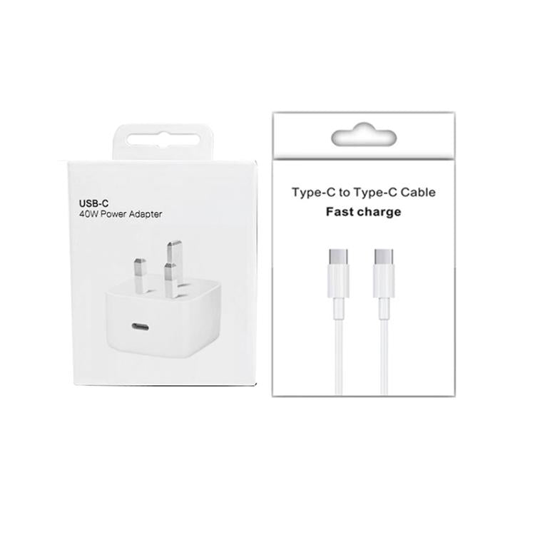 A3365 PD40W USB-C / Type-C 充電器，附 Type-C 對 Type-C 數據線，英規插頭，英規插頭 + 1米 Type-C 線，英規插頭 + 2米 Type-C 線