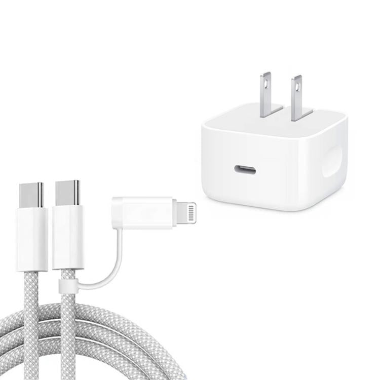 A3365 PD40W USB-C / Type-C 充電器，附Type-C對Type-C / 8 Pin數據線，美規插頭，美規插頭 + 1米二合一線