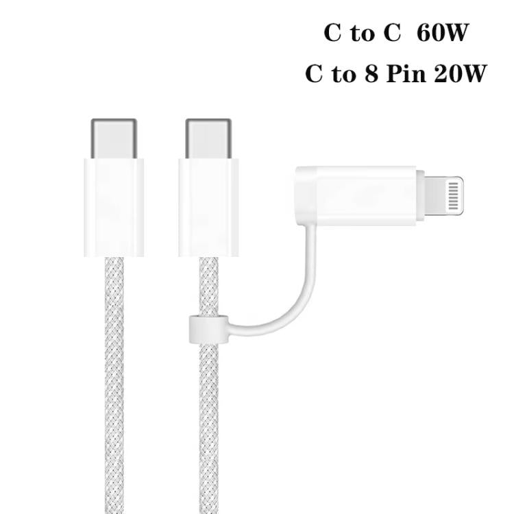A3365 PD40W USB-C / Type-C 充電器，附Type-C對Type-C / 8 Pin數據線，美規插頭，美規插頭 + 1米二合一線