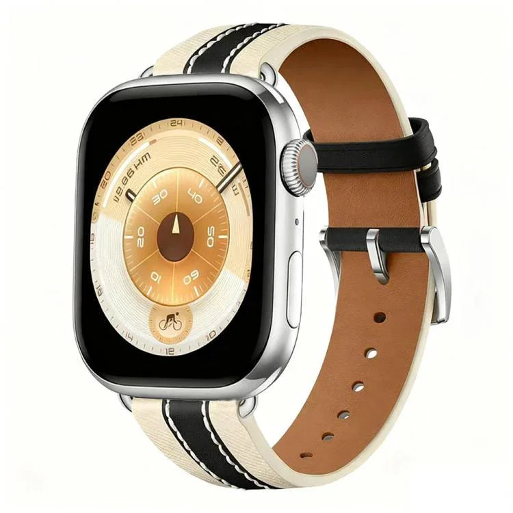 真皮拼色馬鞍錶帶，適用於 Apple Watch 46mm / 49mm / 45mm / 44mm，適用於 Apple Watch 42mm / 41mm / 40mm / 38mm