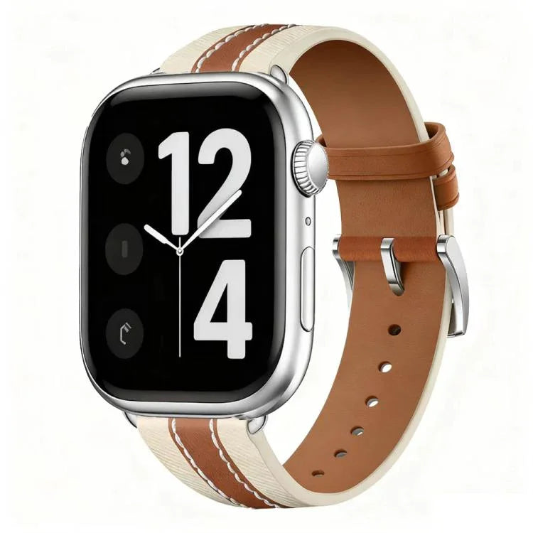 真皮拼色馬鞍錶帶，適用於 Apple Watch 46mm / 49mm / 45mm / 44mm，適用於 Apple Watch 42mm / 41mm / 40mm / 38mm