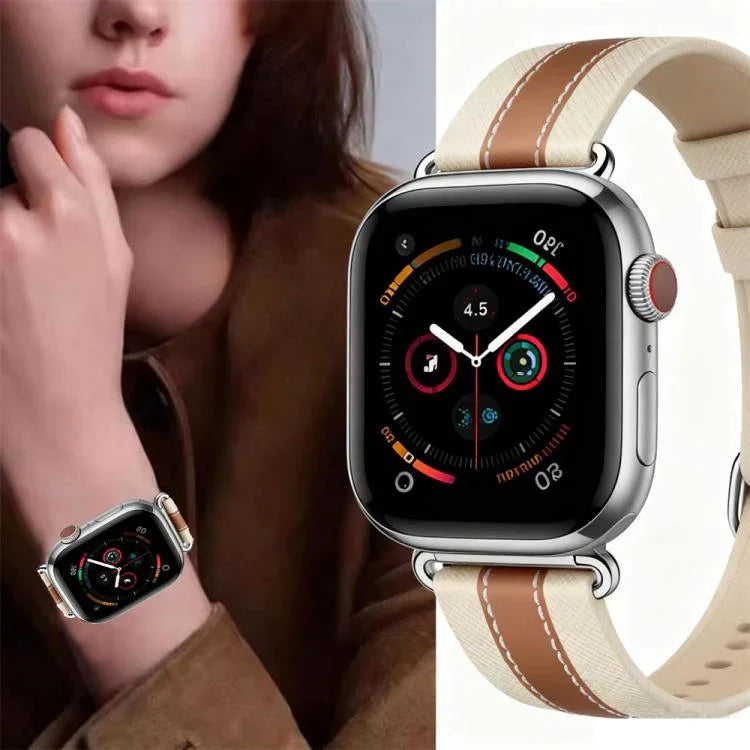 真皮拼色馬鞍錶帶，適用於 Apple Watch 46mm / 49mm / 45mm / 44mm，適用於 Apple Watch 42mm / 41mm / 40mm / 38mm