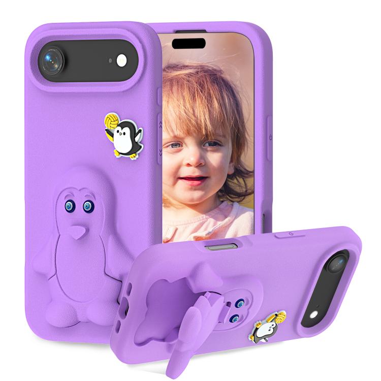 企鵝寶寶 EVA 防震手機殼附支架，適用於 iPhone 17 Pro Max、iPhone 17 Pro、iPhone 17、iPhone Air、iPhone 16 Pro Max、iPhone 16 Pro、iPhone 16、iPhone 15 Pro Max