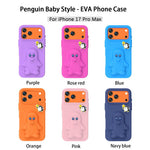 企鵝寶寶 EVA 防震手機殼附支架，適用於 iPhone 17 Pro Max、iPhone 17 Pro、iPhone 17、iPhone Air、iPhone 16 Pro Max、iPhone 16 Pro、iPhone 16、iPhone 15 Pro Max