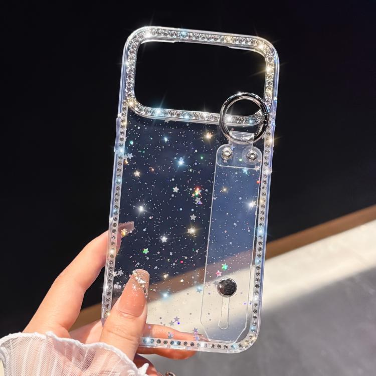 水鑽閃粉手腕帶支架手機殼，適用於iPhone 17 Pro Max