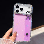 水鑽閃粉手腕帶支架手機殼，適用於iPhone 17 Pro Max