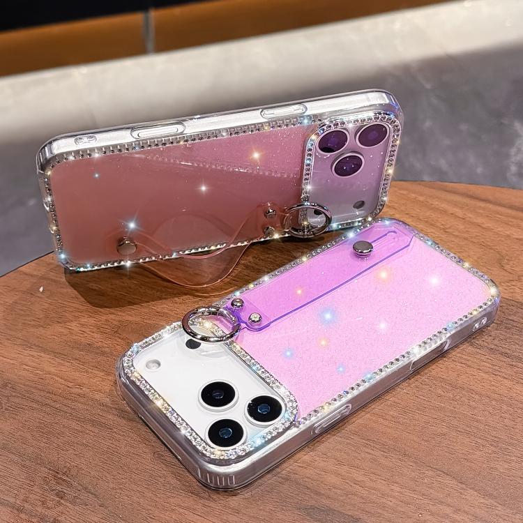 水鑽閃粉手腕帶支架手機殼，適用於iPhone 17 Pro Max