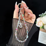 Prosperous Lucky Money Bag Cube Sugar Crystal Phone Chain, Pink, Purple