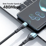 ENKAY 三合一 120W USB 對 8 Pin / Type-C / Micro USB 尼龍編織快充線，長度：1.2米，ENK-CB184