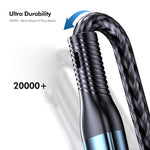 ENKAY 三合一 120W USB 對 8 Pin / Type-C / Micro USB 尼龍編織快充線，長度：1.2米，ENK-CB184