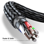 ENKAY 三合一 120W USB 對 8 Pin / Type-C / Micro USB 尼龍編織快充線，長度：1.2米，ENK-CB184