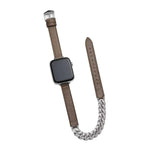 鑽石鑲嵌手鍊真皮錶帶，適用於 Apple Watch 46mm / 49mm / 45mm / 44mm，適用於 Apple Watch 42mm / 41mm / 40mm / 38mm