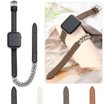 鑽石鑲嵌手鍊真皮錶帶，適用於 Apple Watch 46mm / 49mm / 45mm / 44mm，適用於 Apple Watch 42mm / 41mm / 40mm / 38mm