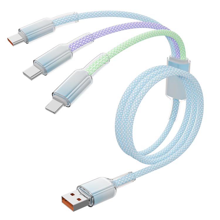 ENKAY 120W USB to Dual Type-C ＆ 8 Pin Nylon Braided Fast Charging Cable, Length: 1.2m, ENK-CB185
