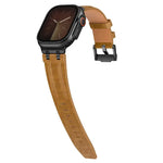 Crazy Horse 純素皮革不鏽鋼黑色扣錶帶，適用於 Apple Watch 46mm / 49mm / 45mm / 44mm