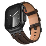 Crazy Horse 純素皮革不鏽鋼黑色扣錶帶，適用於 Apple Watch 46mm / 49mm / 45mm / 44mm