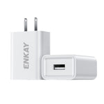ENKAY 10W USB 牆壁充電器 5V 2A 電源適配器，歐規插頭，美規插頭
