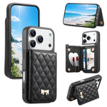 鏡面菱形紋理金屬蝴蝶結素皮卡包手機殼，適用於iPhone 17 Pro Max、iPhone 17 Pro、iPhone 17、iPhone 16 Pro Max、iPhone 16 Pro、iPhone 16 Plus、iPhone 16