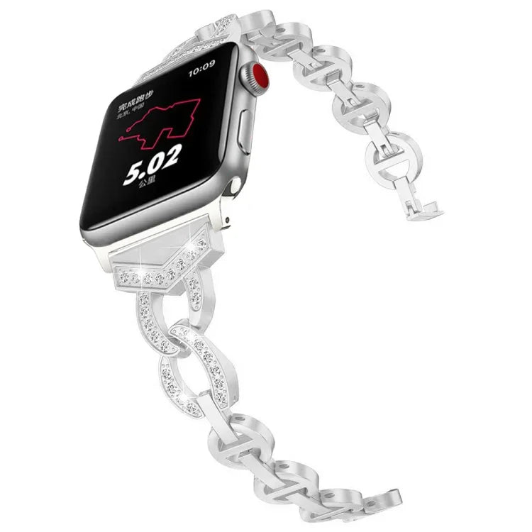 8 字形 VO 鑲鑽純不鏽鋼手腕錶帶，適用於 Apple Watch Series 3 & 2 & 1 38mm