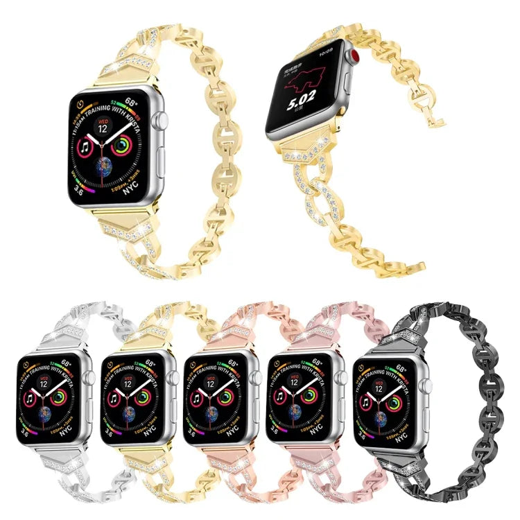 8 字形 VO 鑲鑽純不鏽鋼手腕錶帶，適用於 Apple Watch Series 3 & 2 & 1 38mm